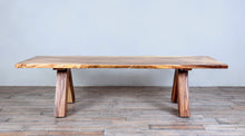 Load image into Gallery viewer, Live Edge Rectangular Dining Table 10ft Wooden Base