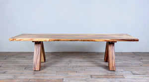 Live Edge Rectangular Dining Table 10ft Wooden Base