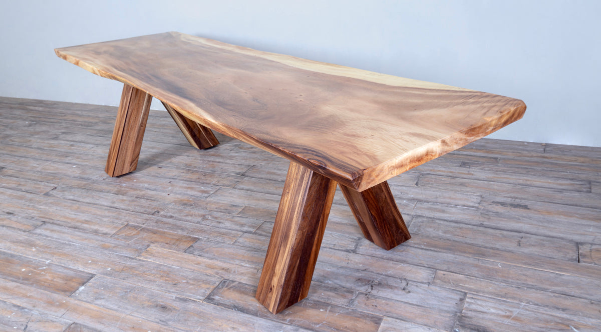 Live Edge Rectangular Dining Table 10ft Wooden Base