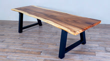 Load image into Gallery viewer, Live Edge Rectangular Dining Table 10ft Aluminium Base