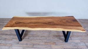 Live Edge Rectangular Dining Table 10ft Aluminium Base