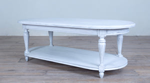 Louis XVI Oval Coffee Table no Carving with Shelf