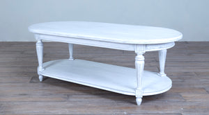 Louis XVI Oval Coffee Table no Carving with Shelf