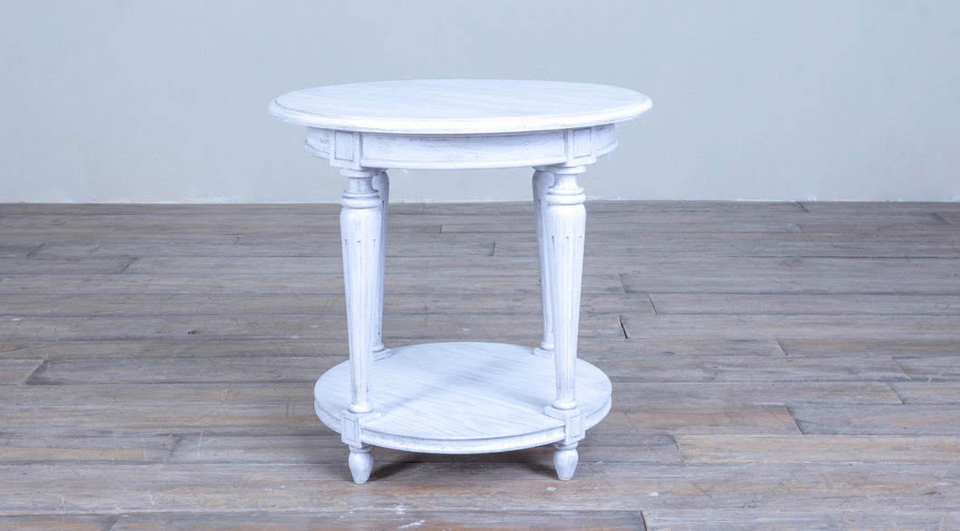 Louis XVI Round Side Table no Carving with Shelf