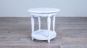Louis XVI Round Side Table no Carving with Shelf