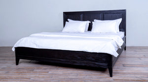 Campaign Bed King Wooden Panel Lower Headboard