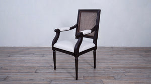 Vintage French Square Arm Chair Tight Seat and Cane