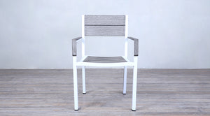 Avalon Arm Chair White Powder Coated - Large Slat