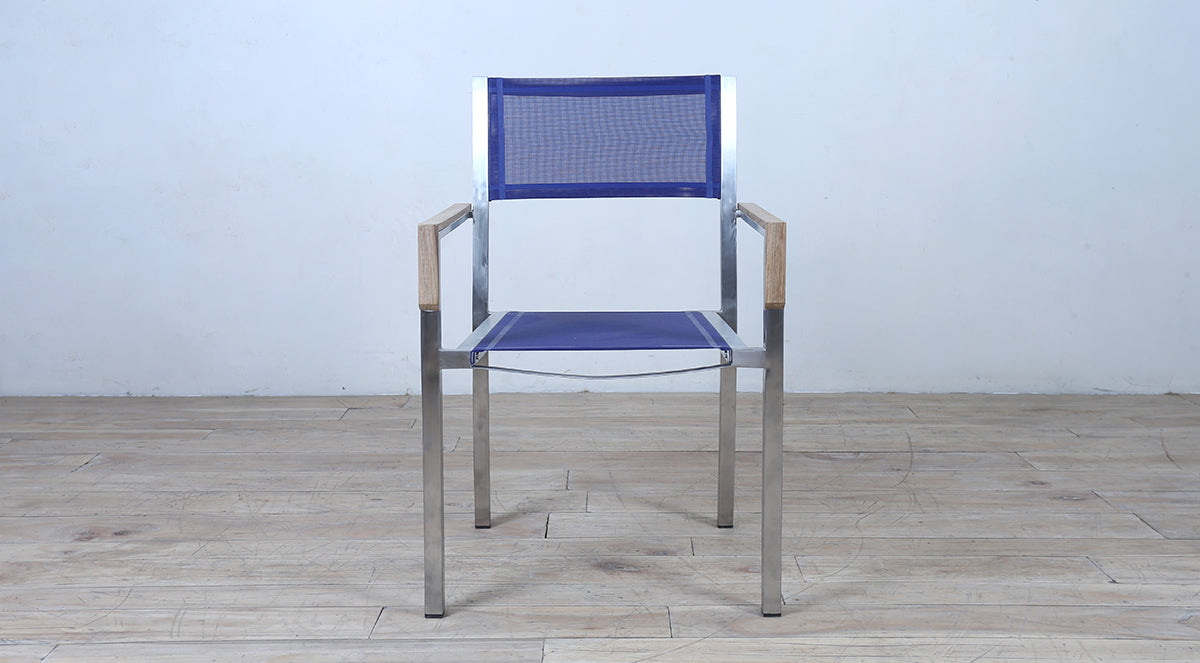 Avalon Arm Chair Batyline - Polish Stainless Steel
