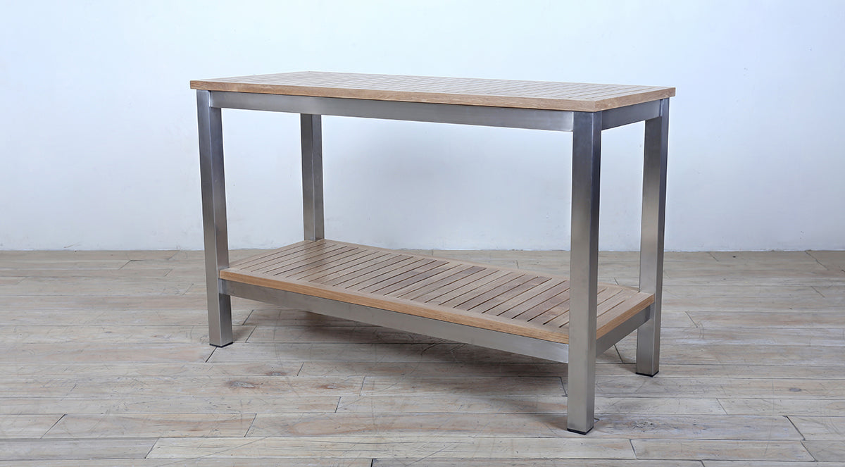 Avalon Console Table Finger Slat Polished Stainless