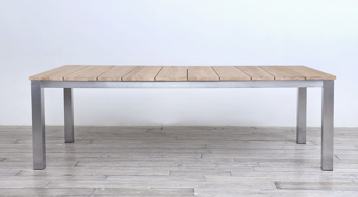 Avalon Dining Table Vertical Slats Stainless Steel