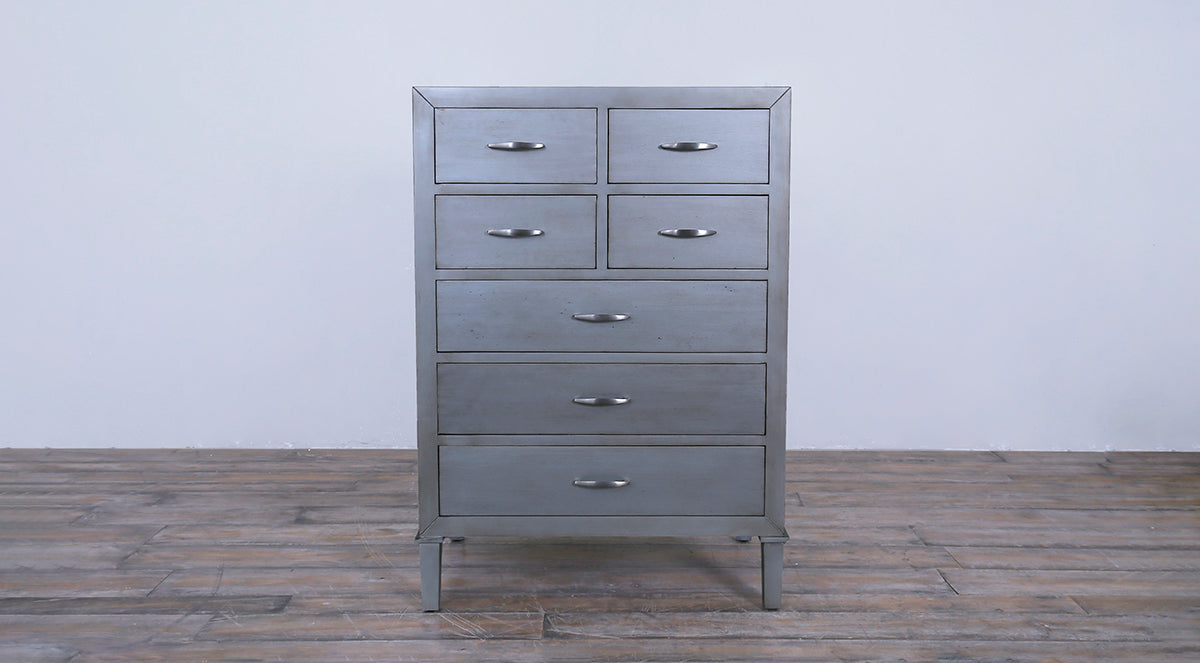 Bleecker Street Chest 7 Drawers - Metal Silver
