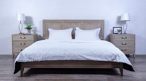 Campaign Bed King Wooden Panel Lower Headboard -  Bleach Oak