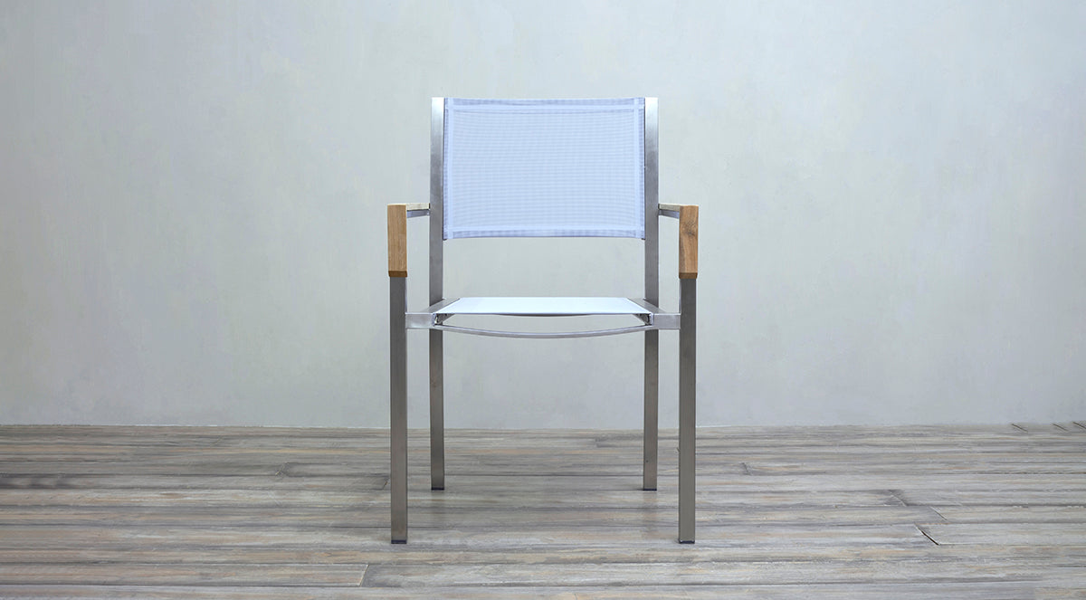 Avalon Arm Chair Batyline Stainless Steel