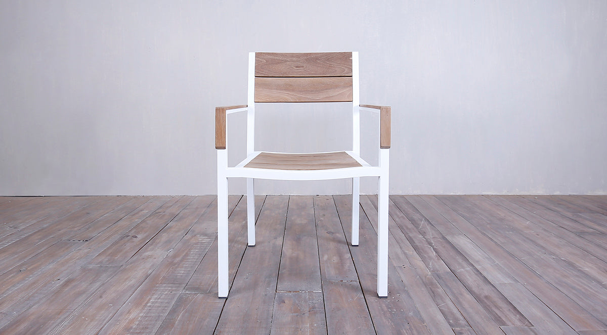 Avalon Arm Chair White Powder Coated - Large Slat