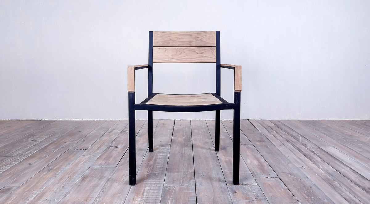 Avalon Arm Chair Large Slat Black Ebony Finish