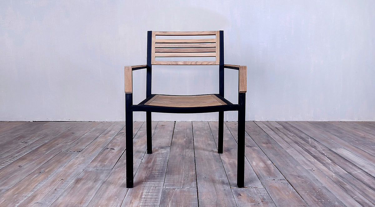 Avalon Arm Chair Small Slat Black Ebony Finish