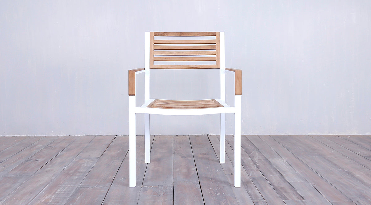 Avalon Arm Chair  White Powder Coated - Small Slat