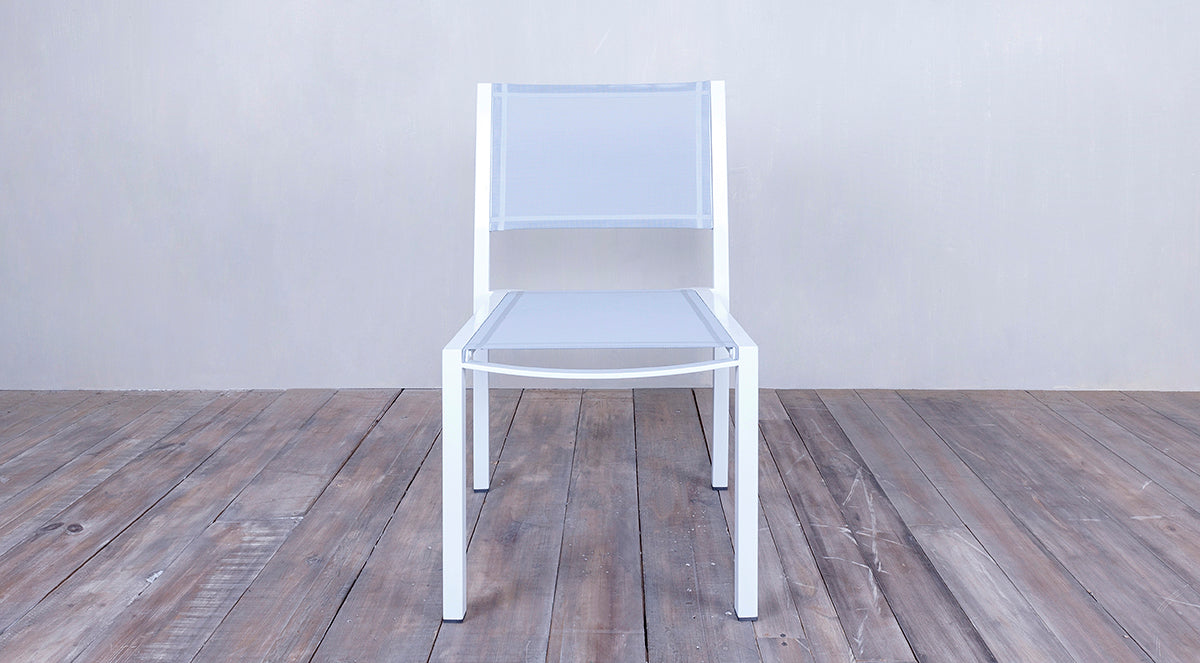 Avalon Side Chair Batyline White Powder Coated Finish