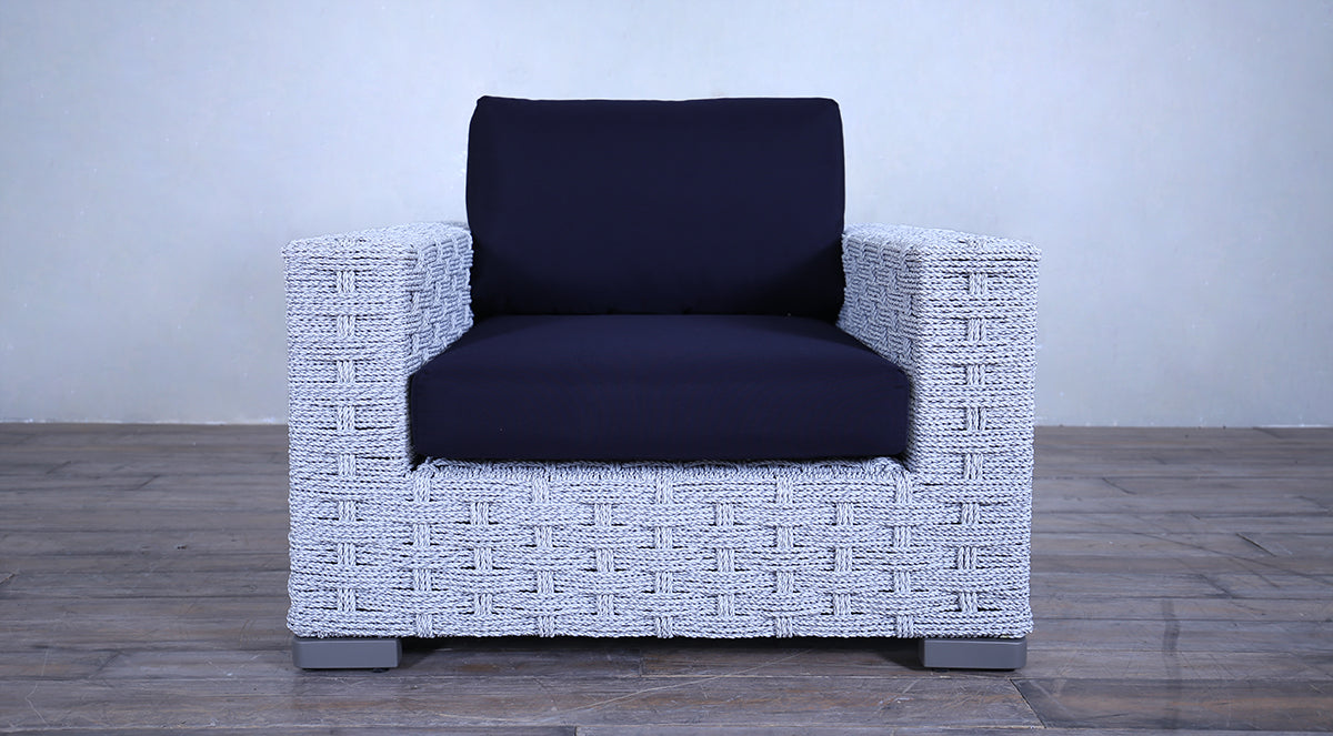 Rutherford Lounge Arm Chair Rope Twist Off White