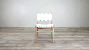 Dining Side Chair With Woven Leather