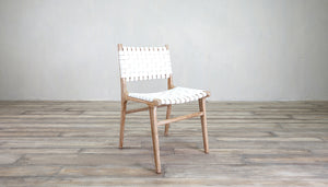 Dining Side Chair With Woven Leather