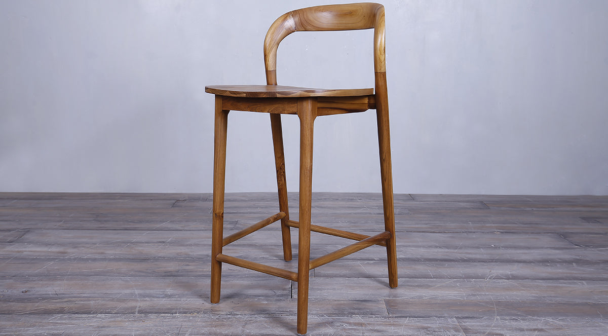 Curved counter stool with back