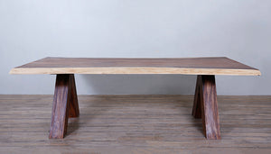 Live Edge 8FT long Dining Table with Wooden Base