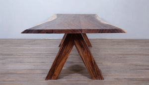 Live Edge 8FT long Dining Table with Wooden Base