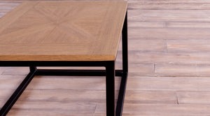 Parquet Side Table with Metal Base