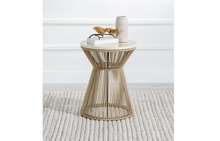 Load image into Gallery viewer, Biscayne Round Rope End Table with Travertine Top