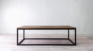 Parquet Coffee Table Rectangle with Metal Base
