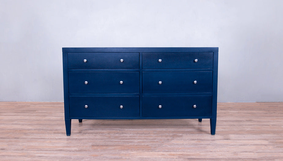 Dresser with 6 drawers -True Navy -Faux Belgian Linen