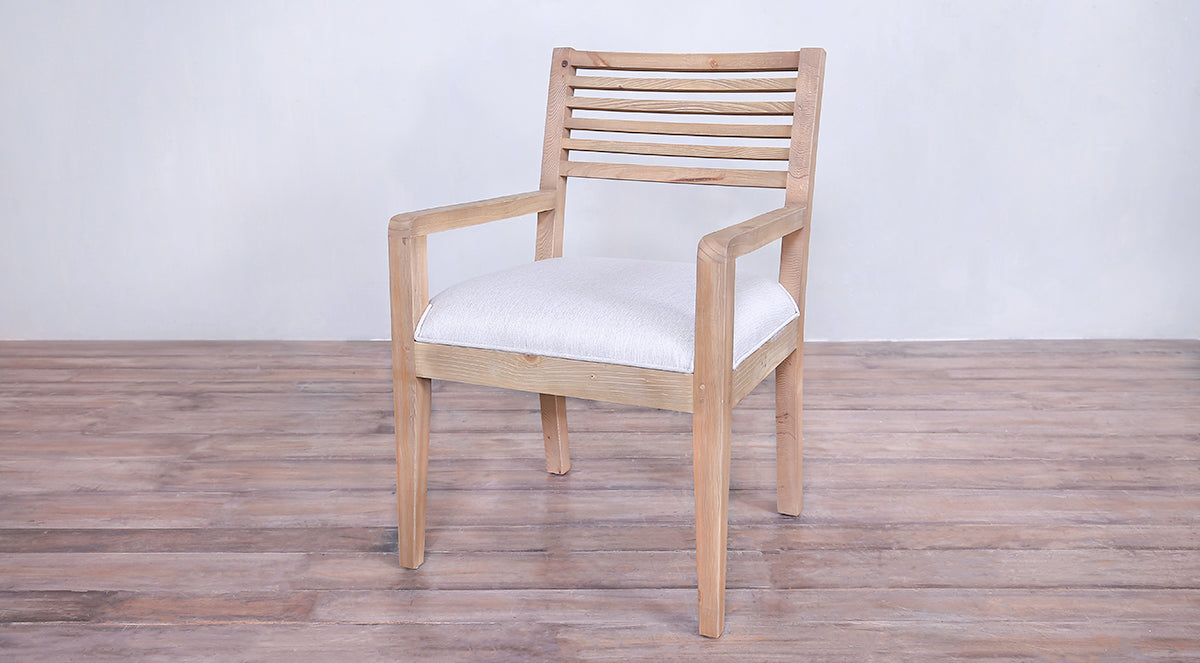 Rendezvous Arm Chair Upholstered Seat with Slats Back