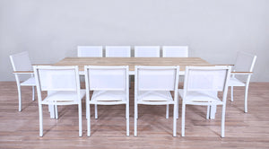 Avalon Dining Table Horizontal Slats White Sand