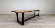 Load image into Gallery viewer, Live Edge 10FT long dining Table with Metal base