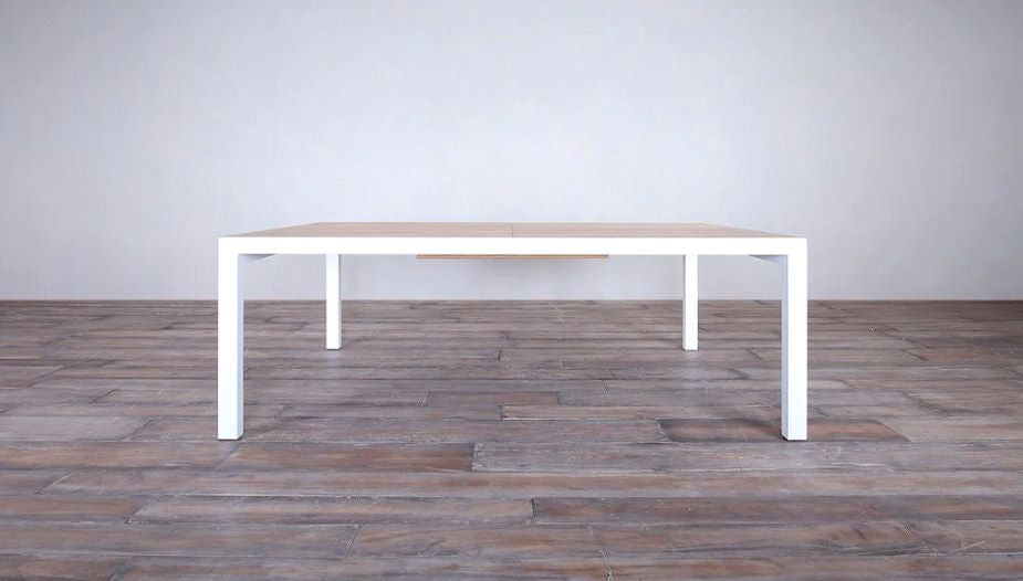 Avalon Extending Dining Table Vertical Slat White Sand 7'2'' to 10'6'' Open