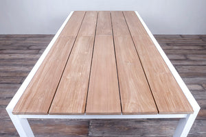 Avalon Extending Dining Table Vertical Slat White Sand 7'2'' to 10'6'' Open