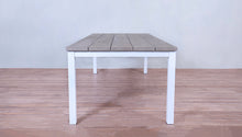 Load image into Gallery viewer, Avalon Dining Table Horizontal Slats Frontier Grey Top White Sand Legs