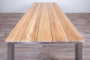 Avalon Dining Table Horizontal Slats Stainless Steel