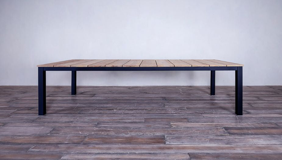 Avalon Dining Table Vertical Slats Black Ebony Finish