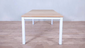 Avalon Dining Table Vertical Slats in White Sand